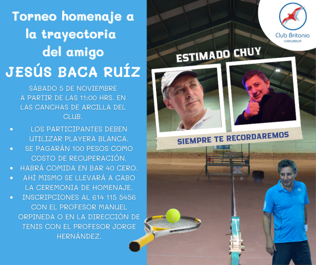 Todo listo para el torneo de tenis en homenaje a Chuy Baca